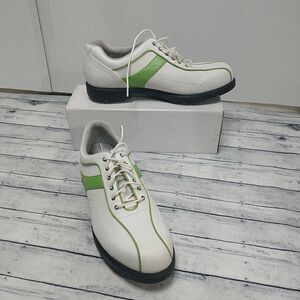 Callaway Women's Sport Thin Saddle Leather Golf Shoes 8.5 White Green .